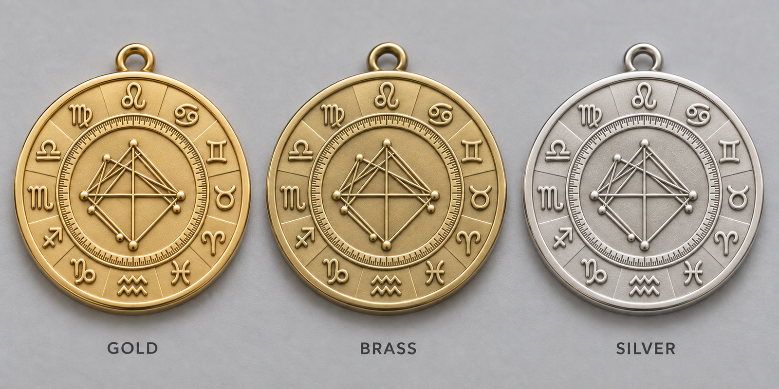 Brass natal chart pendant